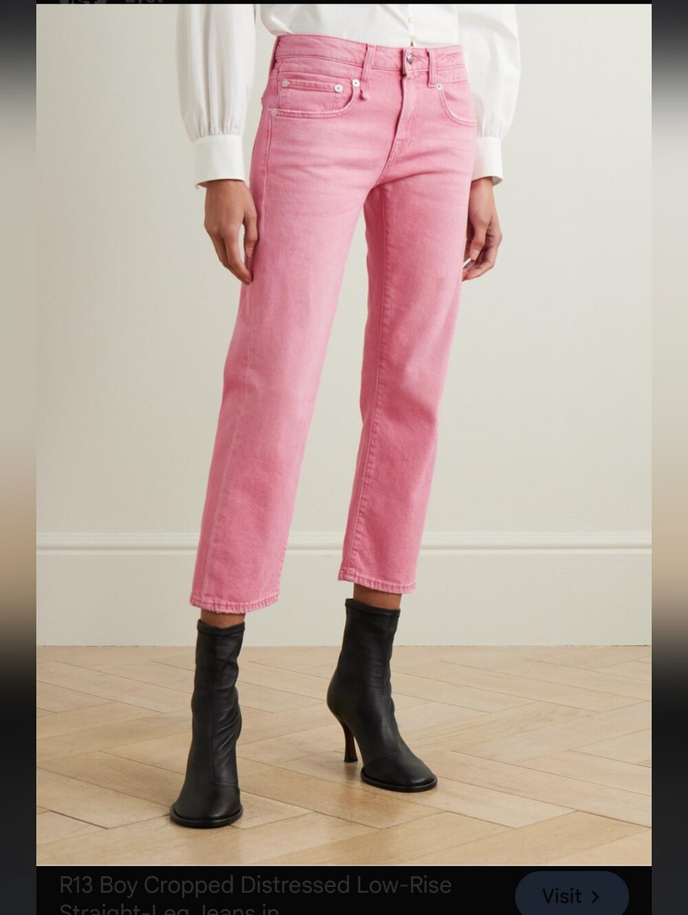 R13 Boy Straight Coral Cropped Coral Jeans 29